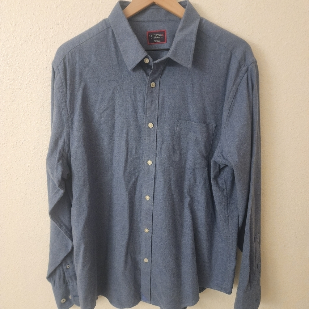 UNTUCKit Blue 100% Cotton Button Up Dress Shirt Mens XL